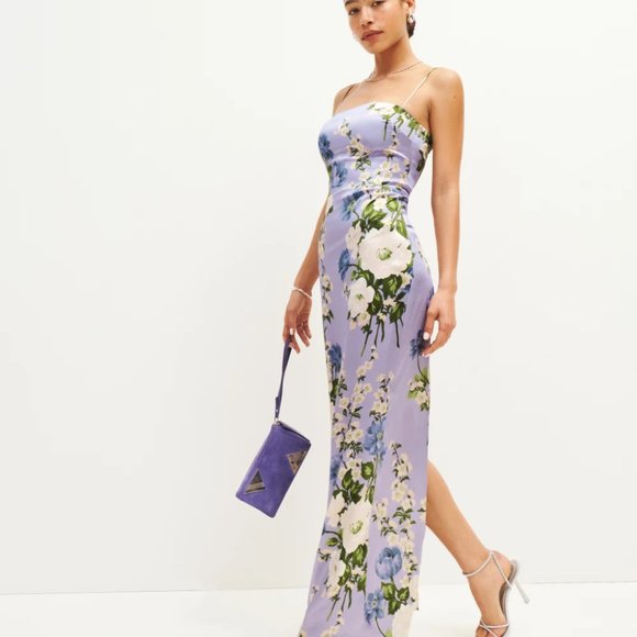 Reformation - NWT Frankie Silk Dress (Color: Garden Soiree, Size: 8) Retail $298 - Picture 3 of 4
